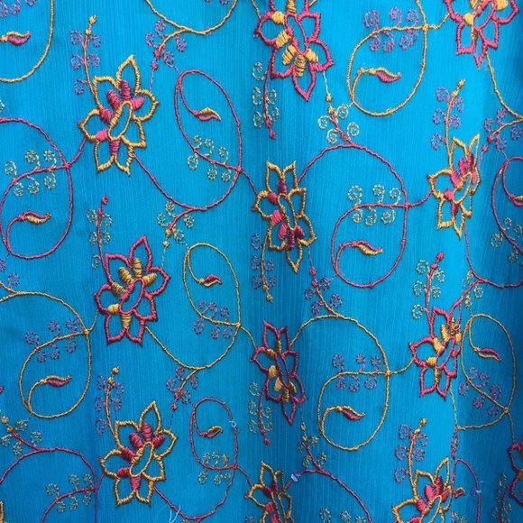 Turquoise Embroidered Shalwar Kameez 2-Piece Set - Picture 7 of 8